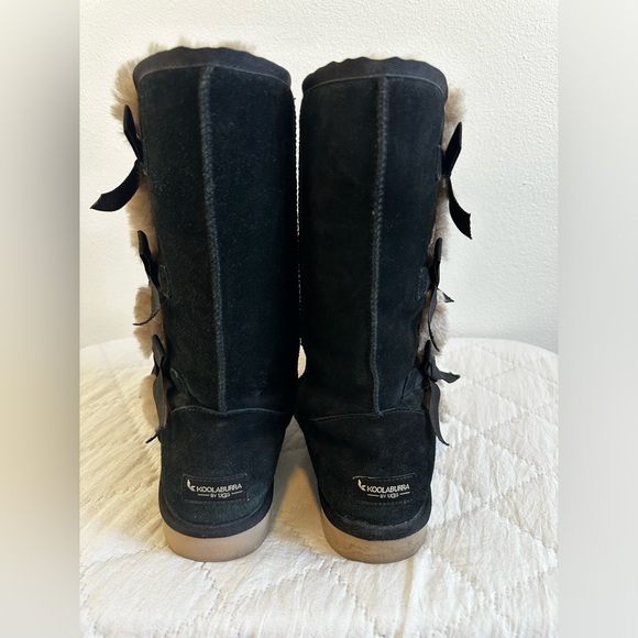 Koolaburra by UGG Shearling Boots Victoria Short w Side Bows - Black Size 10 EUC - Picture 5 of 8